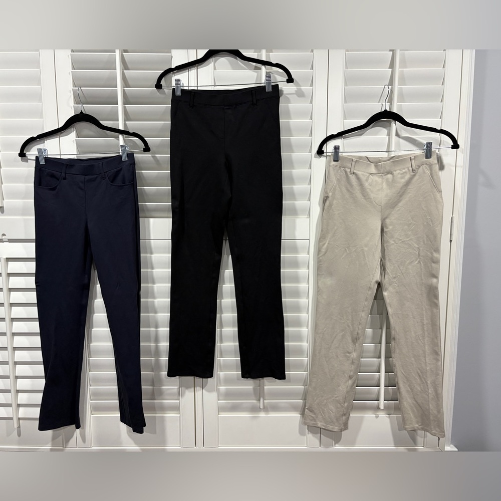 Lot of XSP Quince Ultra Stretch Ponte Straight Leg Pants - Black, Navy, Beige